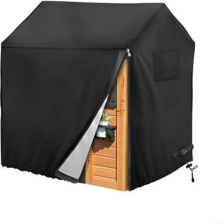 Gettimore 420D Oxford Tuch Outdoor Kinderspielhaus Abdeckung, wasserdicht, UV-beständig, Schutzhülle mit Kordelzug, Schwarz (145 x 145 x 160 cm)