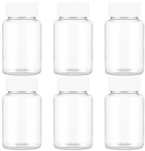 Sibba 150ml Durchsichtige Tablettenfläschchen, 6 Stück Medikamentenbecher mit Deckel Kleine Plastikflaschen Medizinflaschen Reagenzflaschen