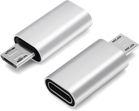BORLTER CLAMP Adaptador Micro USB a USB-C 2 Pack Micro USB Macho a USB-C Hembra OTG Adaptador Compatible con Galaxy S7/S7 Edge, Smartphone Android, Disco Duro Portátil y más, Slivery