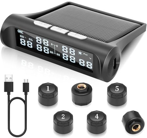 Liwogi Sistema di monitoraggio della pressione degli pneumatici senza fili con 6 sensori esterni TPMS, sistema di controllo della pressione degli pneumatici con modalità di allarme, campo di pressione