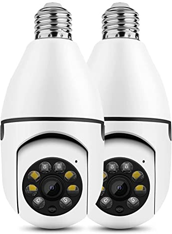 Fuhjythy 2.4G WiFi Light Socket Security Cameras Wireless Light Bulb Security Camera 360 Degree Indoor Wireless Wifi Camera Full HD 1080P Wireless Security Camera