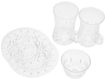 Luxshiny Tazze Da in Vetro Set Tazze Da Tè e Piattini Turco Tazza Da Tè in Vetro Piccolo Tazza e Piattino Design Piatto