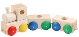 spielgezeug ahrens Geburtstagszug, Holzzug mit Lok und 2 Wagen, 22 cm, Ahornholz
