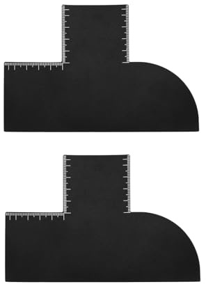 2pcs Barber Enhancement Cards, Black Plastic Easy to Clean Hairline Shaping Spray Tools with Measurement Indicators Reusable Hair Cutting Tools for Edge Hair Liner Beard Shaping Accessories (T Shape)