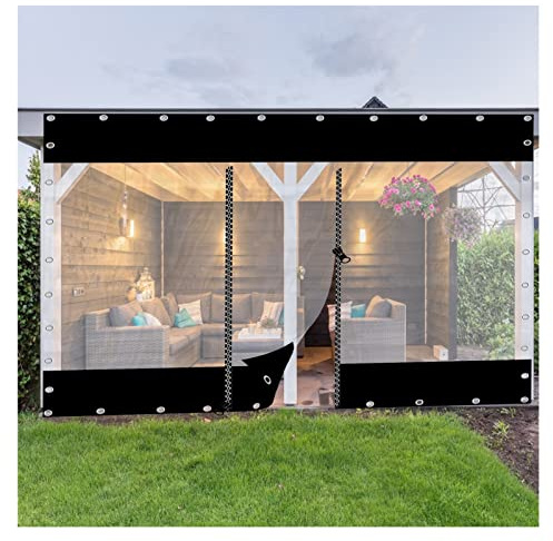 Outdoor-Sonnenschutz mit Reißverschluss, wasserdicht, transparent, PVC-Überdachung, Anti-Schimmel, Seitenmarkise für Pavillon, Balkon, Terrasse, Veranda, Camper (3,5 x 2,5 m)