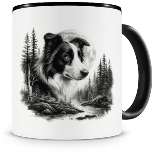 Samunshi® Tasse mit Spruch Border Collie im Wald Teetasse für Hunde Fans Kaffeetasse Lustige Tassen zum Geburtstag für Herrchen und Frauchen Dog Mug Kaffee Tee