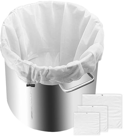 3 PCS Strainer Bags, Muslin Bag for Home Brewing Hops Grains Wine Making, Drawstring Bag for Cooking and Yogurt