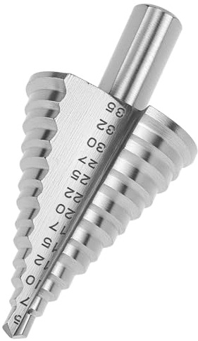 QWORK Stegborr Ø 5–35 mm tillverkad av HSS4241–9,5 mm trekantskaft – precisionsavsmalnande borr för järn, aluminium, plast, trä