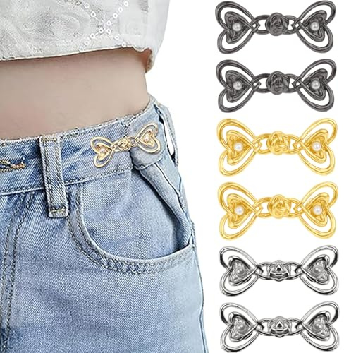 HAOXYO 6 Paare hosenbund enger machen jeans enger machen clip, Kein Nähen, Einstellbar für Lose Jeans, Röcke und Ärmel