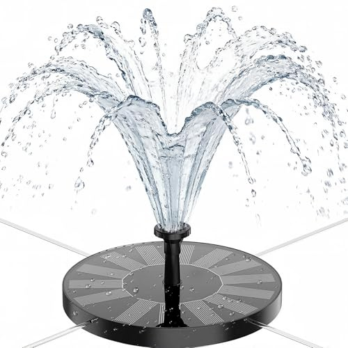 AISITIN Solarbrunnen für Draussen, Solar Springbrunnen mit 4 Stützstangen | 1,5W Solar Springbrunnen für Außen, Solar Teichpumpe mit 6 Düsen, Schwimmender Fontäne Pumpe für Vogeltränke, Garten, Brunnen
