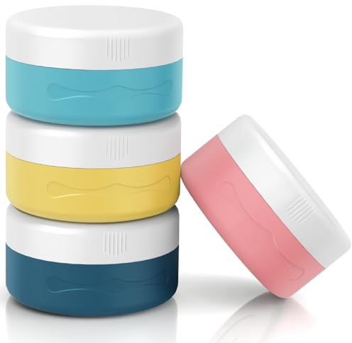 Euqvunn Lot de 4 Flacon Voyage, Contenant Voyage, Récipients de Voyage pour Articles de Toilette Approuvé par la TSA 40ml, Pots à Crème en Silicone Anti-fuite pour Cosmétique(4 Couleurs)