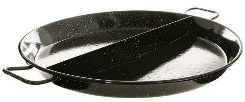La Ideal émaillé Multigusto 2 Compartiment Poêle à Paella, Noir, 50 cm, Lot de 4