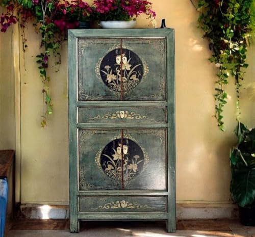 OPIUM OUTLET Orientaliskt skåp bröllopsskåp vintage byrå sideboard asiatisk kinesisk shabby chic stil för sovrum, vardagsrum