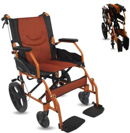 Mobiclinic®, Sedia a rotelle, Pieghevole, Leggera, Seduta 41 cm, Due sistemi frenanti, Schienale, Alluminio, Pedane pieghevoli, Modello piramidale, Ruote piccole, Braccioli fissi