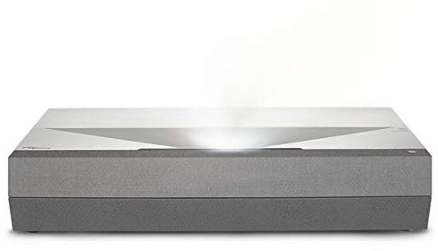 Optoma CinemaX P2 White Smart 4K UHD Laser Projector for Home Theater | 3000 Lumens Superior Image with Laser & 6-Segment Color Wheel | Ultra-Short Throw | Built-In Soundbar | Works w/ Alexa & Google
