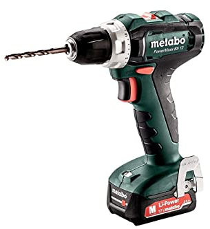Metabo Perceuse-visseuse sans fil PowerMaxx BS 12 (601036000) dans un carton ; avec batterie Li-Power (12 V/2,0 Ah) et chargeur SC 30, avec mandrin auto-serrant, crochet de ceinture et porte-embout
