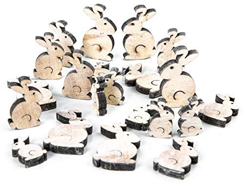 Logbuch-Verlag 21 Mini Osterhasen Tischdeko 3-5 cm braun Natur - Osterdeko zum Basteln mit Kindern - Bastelzubehör Streudeko Ostern