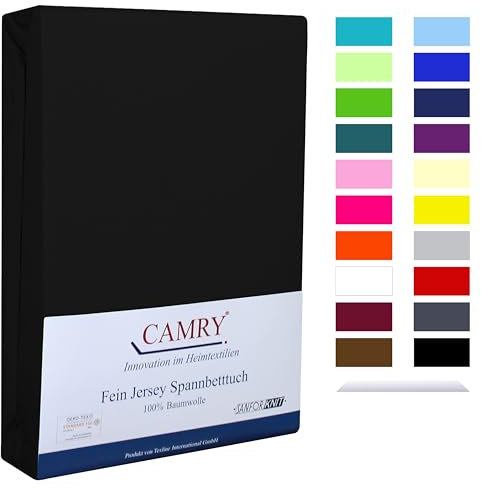 Camry Boxspringbett & Wasserbett Spannbettlaken 180x200-200x220cm Schwarz für Matratzen bis 35cm Matratzenhöhe Baumwolle Oeko-Tex 100