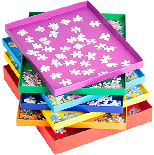 Tektalk Plateaux de tri de Puzzle de 7 Couleurs empilables avec Couvercle - Accessoire de Puzzle pour Puzzles