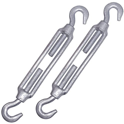 (paquete de 2 piezas) Tensor de alambre tensor M10, tensores ajustables gancho y gancho, tensión del cable de cuerda (2 piezas, M10)