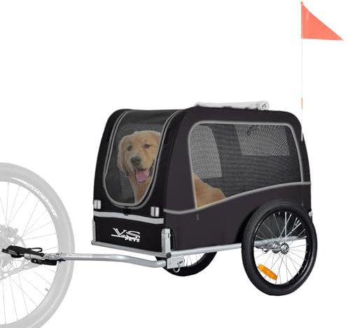 Tiggo VS Classical Large Hundeanhänger Fahrradanhänger für Hunde bis 30kg Hundefahrradanhänger (Schwarz/Grau)