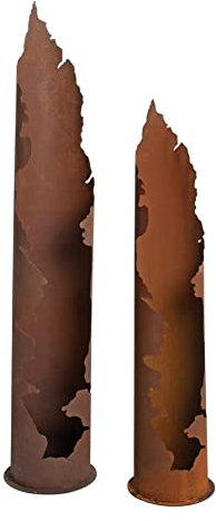 ESTEXO Dekosäule Rostsäule Gartendeko 120 + 150 cm Set Edelrost Säule Pflanzsäule Rost Garten Blumensäule