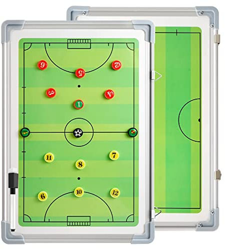 RoseFlower Football Coaches Tactical Board, Portable Soccer Magnetic Tactics Strategy Notebook Futsal Football Coaching Clipboard - Sport Training Assistant Equipment with Player Markers, Pen, Eraser