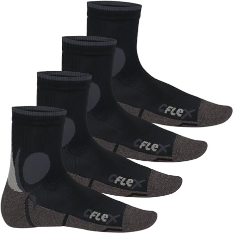 CFLEX Calzini da corsa funzionali da donna e da uomo (4 paia) Calze da running, nero/grigio, 39-42