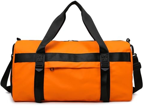 Vllcsla Borsa Sportiva Uomo Donna, 50x25x25cm, con Tasca Bagnata, Scomparto Scarpe, Borsone da Palestra Grande 8 Colori, Borsa da Viaggio Weekender Duffel, Borse Palestra Uomo Body Building (Arancia)