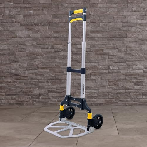 Bulldozer 70kg Load Capacity Foldable Hand Truck Trolley Height Adjustable, Adjustable Soft Grip Handle, Folding Toe Plate, Compact Aluminium Frame, Lightweight Design (98.5x41cm)