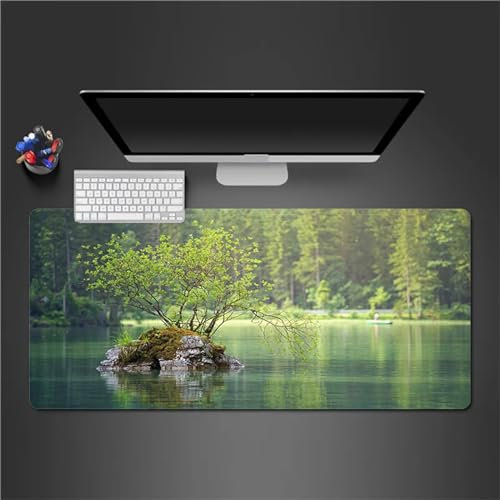 Mauspad XXL, 900x400x2mm Große Dschungelsee Gaming Mauspad, rutschfest Schreibtischunterlage, Waschbares Mousepad mit Vernähte Kanten für Gamer PC Maus und Tastatur