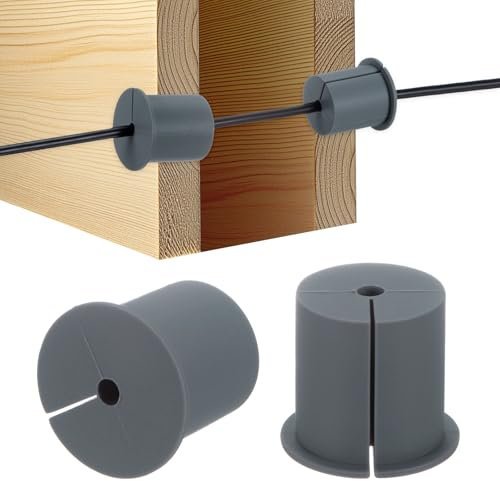 M METERXITY 2-Pz Kit Instradamento Cavi, per Foro a Parete da 1-3/8 Pollici Passacavo Silicone, Passacavo a Parete, Boccola Copertura Foro a Parete per Cavo Ethernet [Lunghezza 38mm, Grigio]