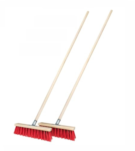 2 Stück Straßenbesen 30 cm mit Stiel 150 cm Holz draußen Gartenbesen Industriebesen Robuster Outdoor Besen mit Stabilen Borsten für Hof Garten und Gehwege (30cm + Stiel 150cm)