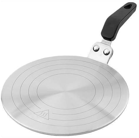 Moka Pot Induction Adapter Plate, 7.9(20CM) Induction Hob Converter Plate, Thickened Stainless Steel Heat Induction Plate Converter, Heat Induction Diffuser Plate with Heat Insulation Handle