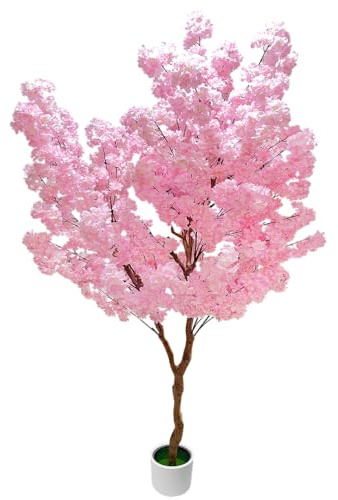 Cherry Blossom Tree 7ft, Pink Artificial Cherry Tree Fake Pink Tree for Wedding Party Home Living Room Decor