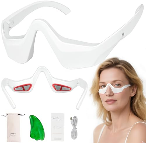 Under Eye Red Light Therapy Device, Red Light Therapy Glasses, 4 Modes Microcurrent Eye Massager for Relieve Eye Bags, Reduce Dark Circles and Puffiness