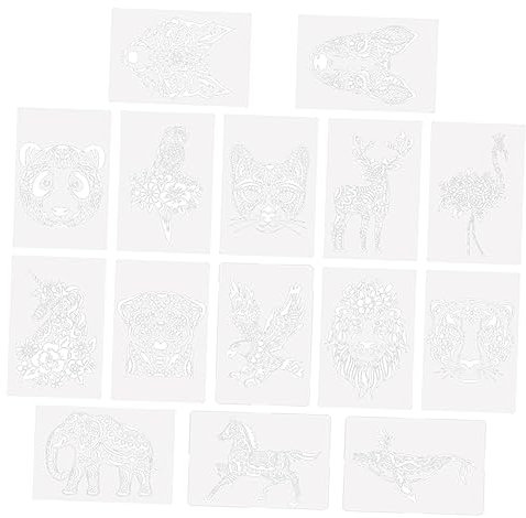 Angoily 15 Stück Teiliges Tierschablonen für Wiederverwendbare Malvorlagen mit Einhorn und Papageienmotiven für Diy Projekte Zeichnen Basteln und Kreative Kunstwerke