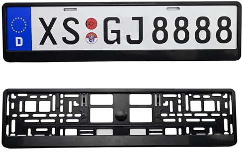 Keyiduid 2 Pack License Plate Holder, Black Car Number Plate Holders, Durable ABS Plastic Front & Rear Number License Plates Frame for Cars, Universal Fit for UK Plates (Black)