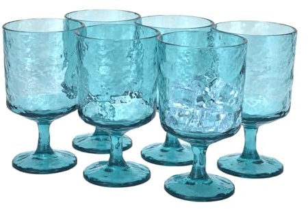 yongzhenlite Juego de 6 copas de vino acrílicas iceberg de 325 ml, vaso de vino de tallo de plástico para fiestas multiusos, sin BPA y duradero (verde azulado)