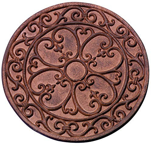 Esschert Design Gehwegplatte, Gartenfliese, Trittplatte, Terrassenplatte Motiv Klassik, rund,27.5 cm x 1,2 cm