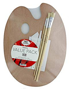 Art Advantage FAN-60/321Art Advantage Wood Palette Value-Pack with Free Brushes and Knives (WP1216-VP)