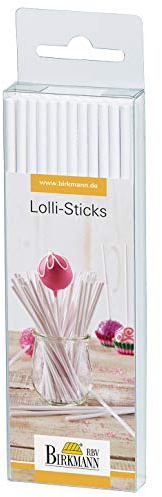 RBV Birkmann Lolli-Sticks für Cake Pops 48 Stück, Cake Pop Stiele zum Backen, weiß 15cm lang
