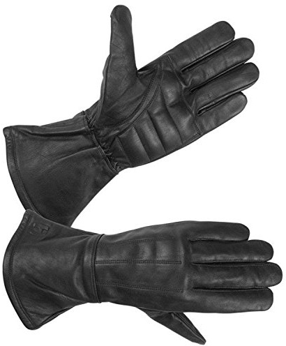 Hugger Ladies Water Resistant Classic Deerskin Gauntlet Glove (Medium, Black)