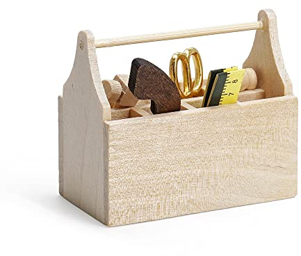 Odoria 1/12 Miniatur Werkzeugkasten Werkzeugkiste Holz mit Werkzeug Puppenhaus Zubehör