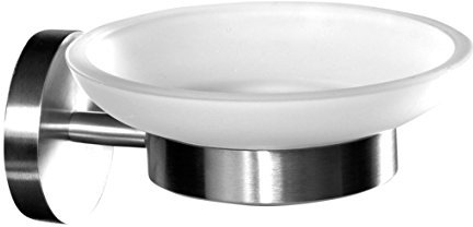 Ambrosya® | Exclusivo jabonera de Acero Inoxidable | Cuarto de baño Titular de Vidrio Jabonera WC (Acero Inoxidable (Cepillado))