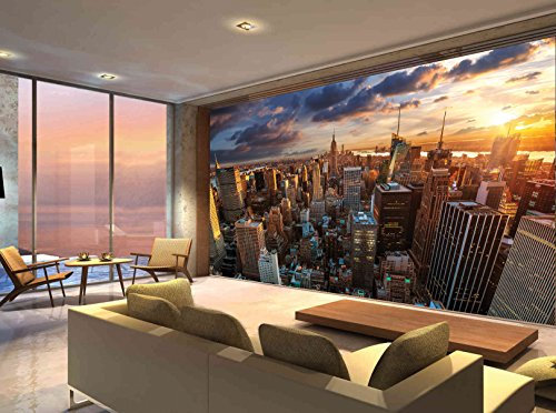 amazingsticker New York City Building Skyline Manhattan Photo Wallpaper Mural Bedroom Decoratioin Wall Covering 260x175cm