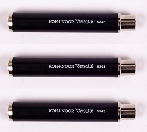 KOH-I-NOOR 5343 - Kreidehalter aus Metall für runde 9-10 mm Kreide, schwarz - 3 STÜCK