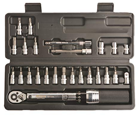 HIOD Jeu de Douilles de Clé Dynamométrique Lecteur 1/4 Pouce 25 Pièces Kit de Réparation pour Entretien de Vélo Comprend Une Prise Allen et Torx, Adaptateur pour Lecteur de 3/8 Pouce