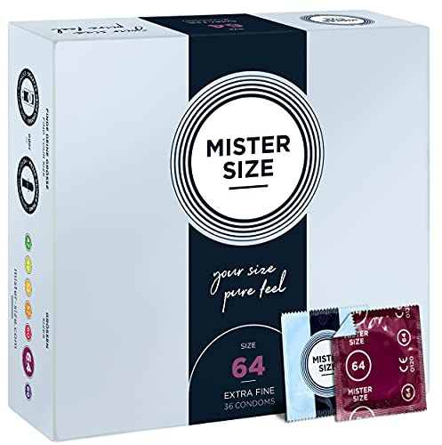 MISTER SIZE Kondome gefühlsecht hauchzart 64mm im 36er Pack/extra dünn & extra feint/Kondom aus 100% Naturkautschuk-Latex in deiner Größe XXL/natural feeling 36er Condome Packung