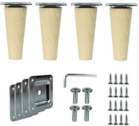 emoebelbeschlaege woplus 4X Holzfüße Möbelfüße Sofafüße Buche Holzbeine gerade Länge 10cm Buche Holz Oberfläche sauber (Gerade [10 cm])
